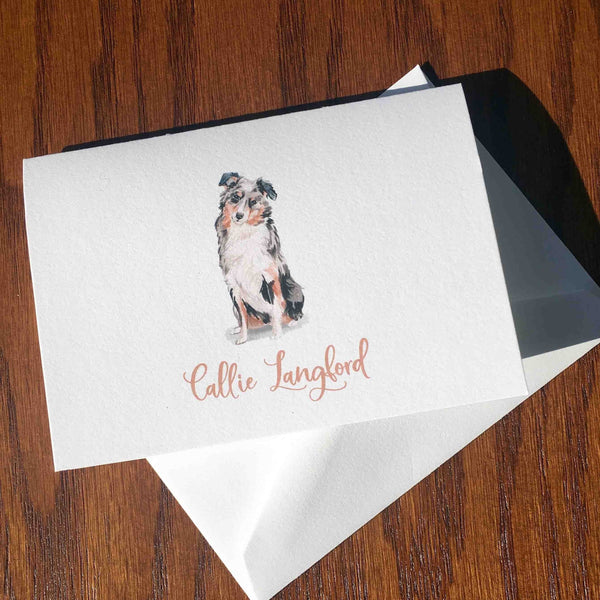 Personalized Australian Shepherd Note Cards