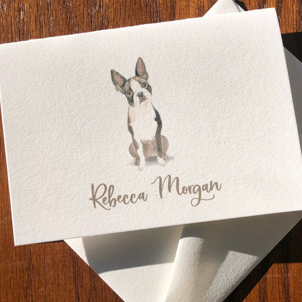 Personalized Boston Terrier Note Cards