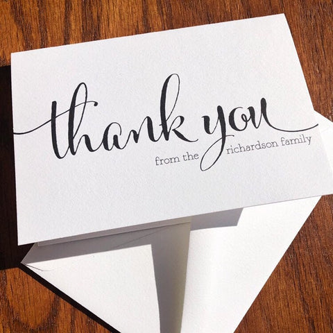 Personalized Family Thank You Card Pack with Large Script