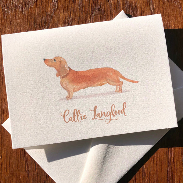 Personalized Dachshund Note Cards with Vintage Dog Art