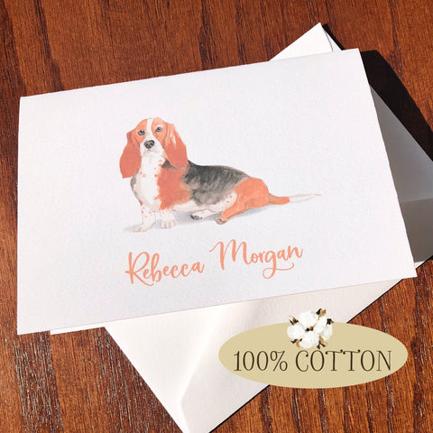 Personalized Basset Hound Note Cards