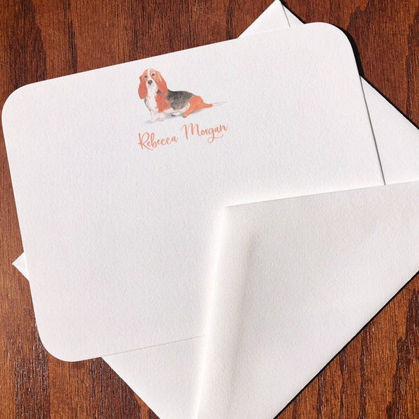 Personalized Basset Hound Note Cards