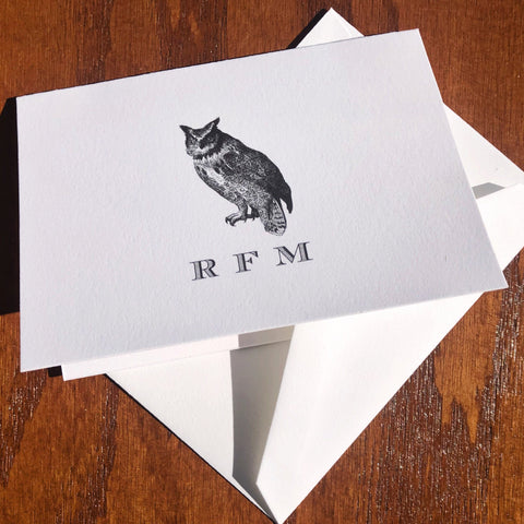 Personalized Great Horned Owl Stationery Note Cards