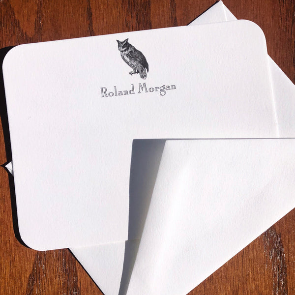 Personalized Great Horned Owl Stationery Note Cards
