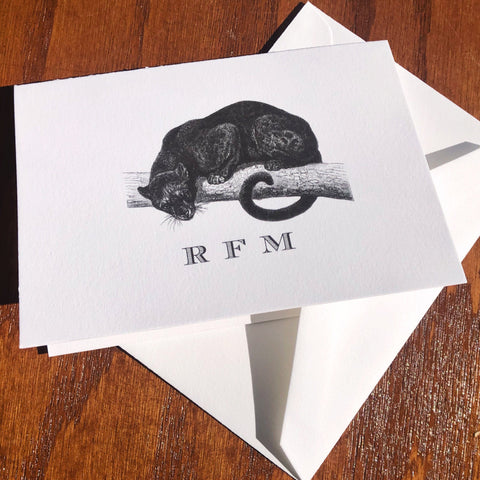 Personalized Black Leopard Stationery Note Card Set