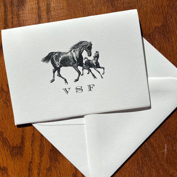 Personalized Horse Stationery with Mare and Foal