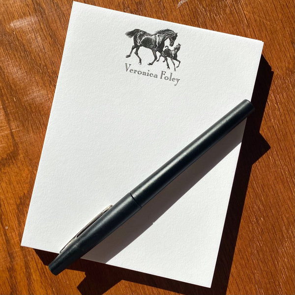 Personalized Horse Stationery with Mare and Foal