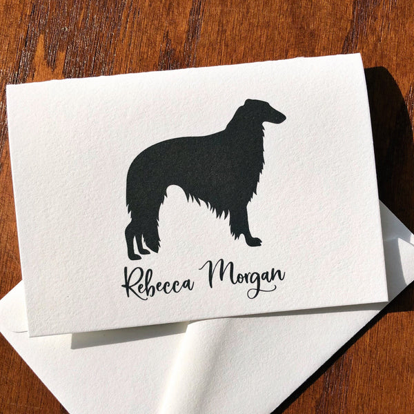 Personalized Borzoi Note Cards or Note Pad with Silhouette