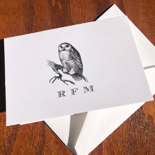 Personalized Snowy Owl Stationery Note Card Set