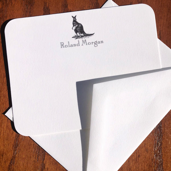 Personalized Kangaroo Stationery Note Card Set