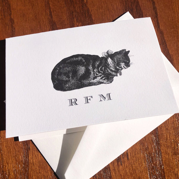 Cat Monogrammed or Personalized Stationery - Set of 10 or more, 100% Cotton Savoy