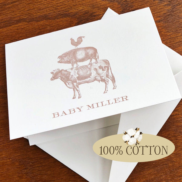 Baby Thank You Cards with Farm Animal Stack