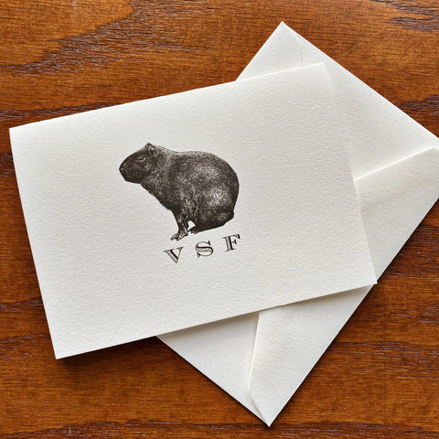 Personalized Capybara Stationery Note Card Set