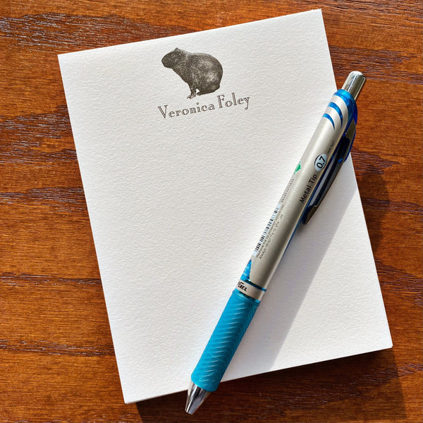 Personalized Capybara Stationery Note Card Set