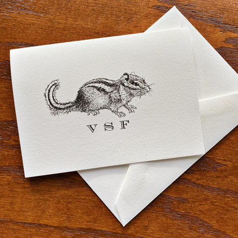 Personalized Chipmunk Stationery Note Card Set
