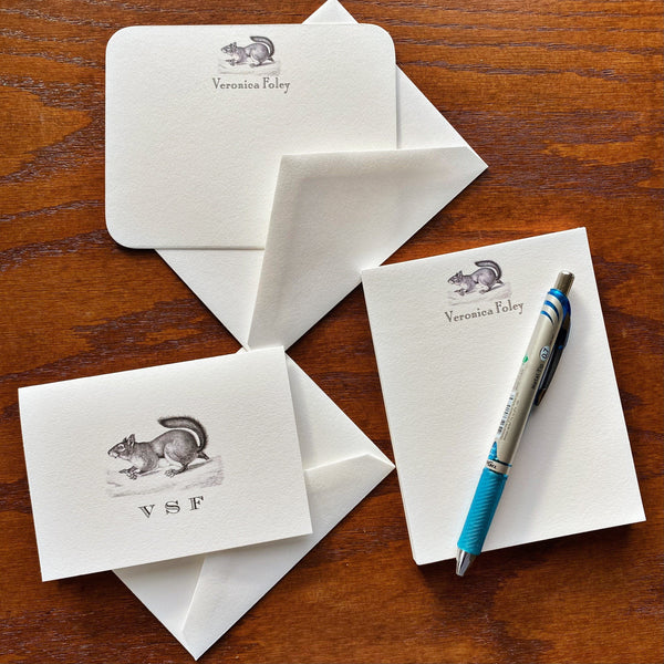 Personalized Squirrel Stationery Note Card Set