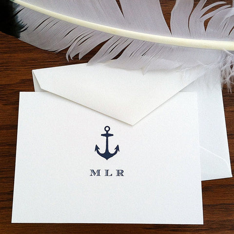 Personalized Anchor Stationery for Men | Naval & Maritime Note Cards