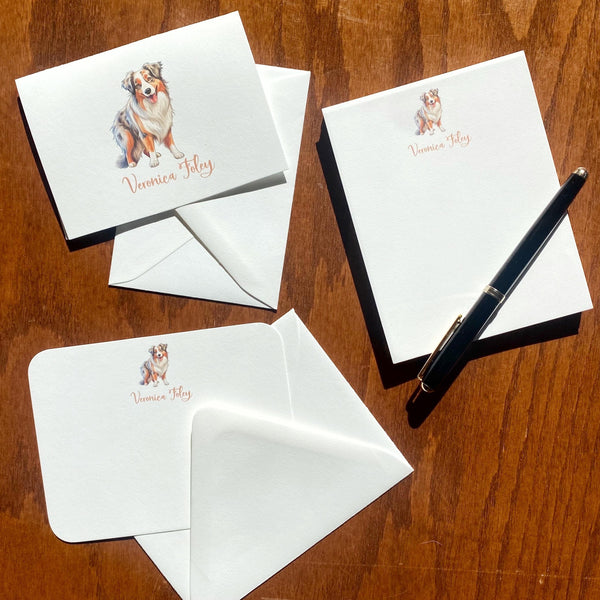 Personalized Australian Shepherd Note Cards