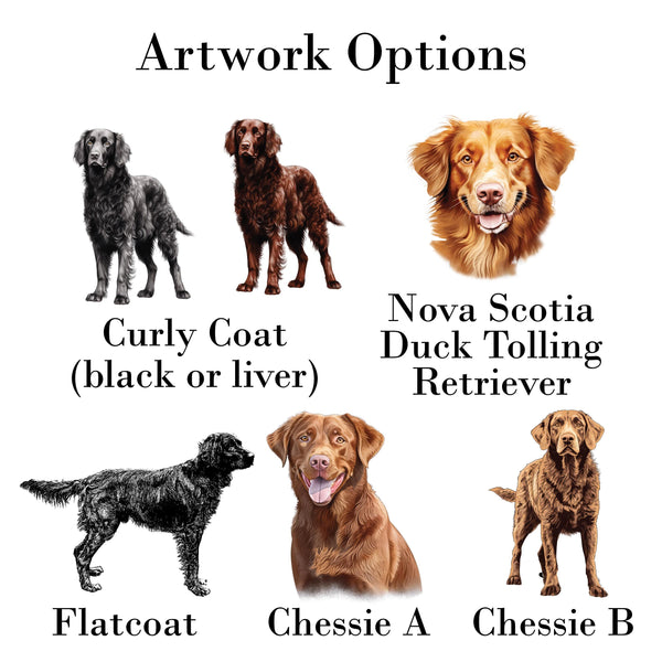 Personalized Flat Coated Retriever, Curly Coated Retriever, Chesapeake Bay Retriever, or Nova Scotia Duck Tolling Retriever Note Cards