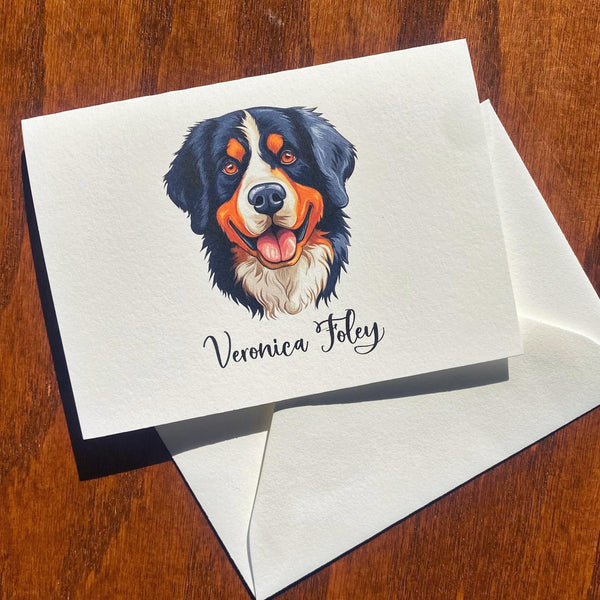 Personalized Bernese Mountain Dog Note Card Set