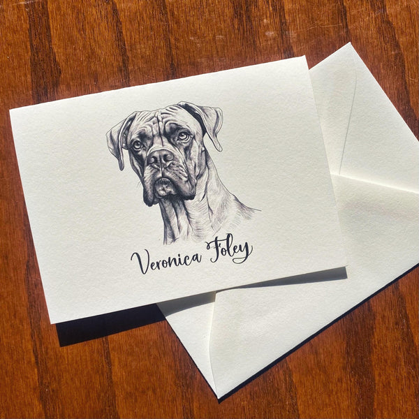 Personalized Boxer Dog Note Cards