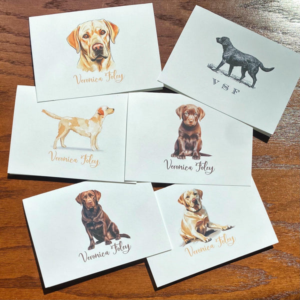 Personalized Black or Yellow Labrador Retriever Cards