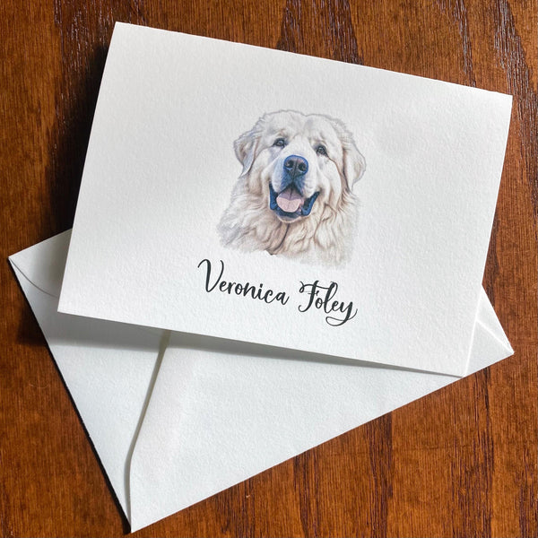 Personalized Great Pyrenees Dog Breed Note Cards or Note Pad