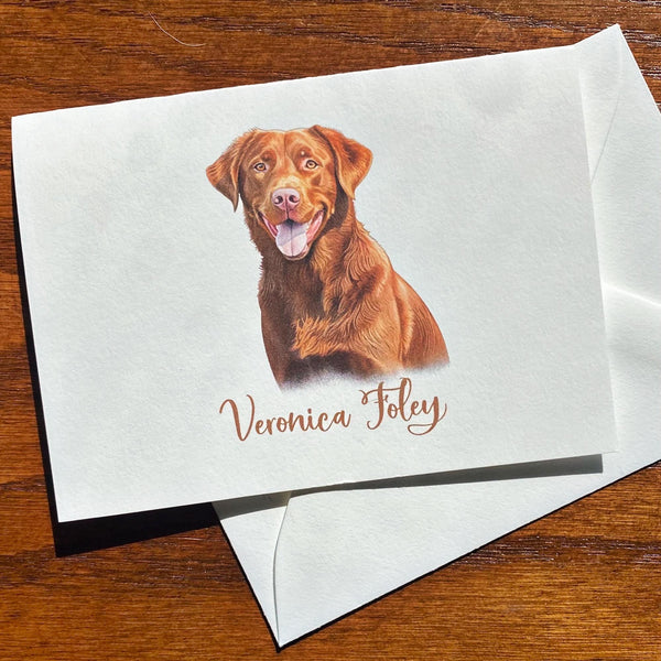 Personalized Flat Coated Retriever, Curly Coated Retriever, Chesapeake Bay Retriever, or Nova Scotia Duck Tolling Retriever Note Cards