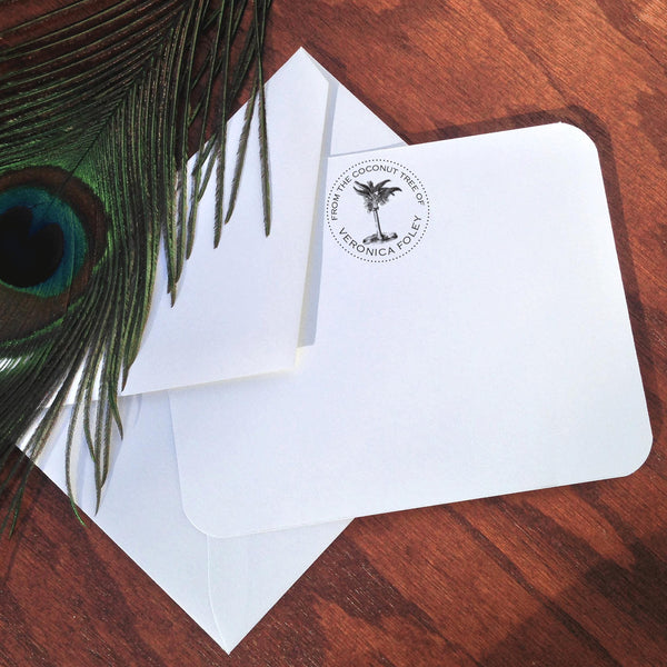 100% Cotton Personalized Coconut Tree Note Pad or Note Card Set