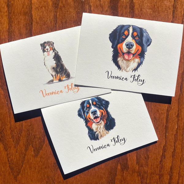 Personalized Bernese Mountain Dog Note Card Set