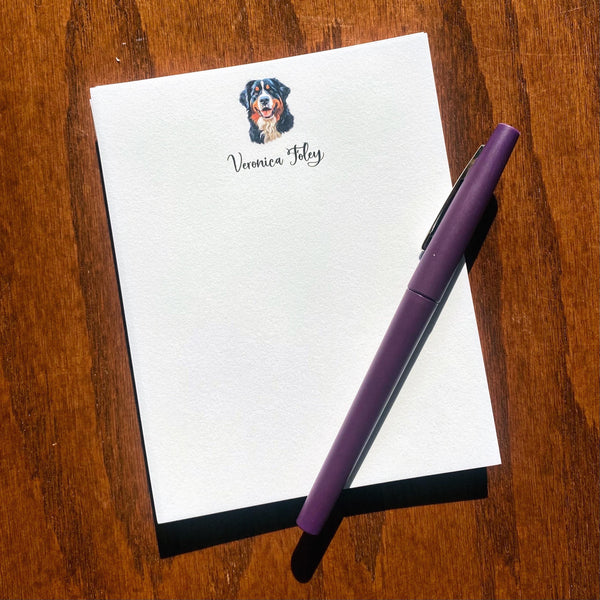 Personalized Bernese Mountain Dog Note Card Set