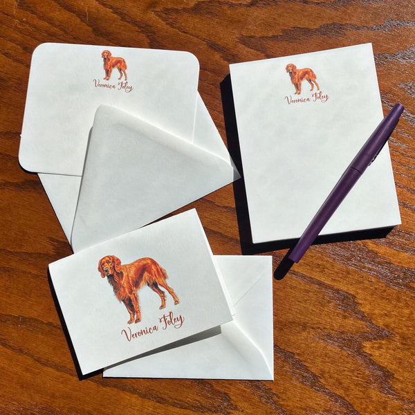 Personalized Nova Scotia Duck Tolling Retriever Note Cards or Note Pad with Toller Dog Silhouette