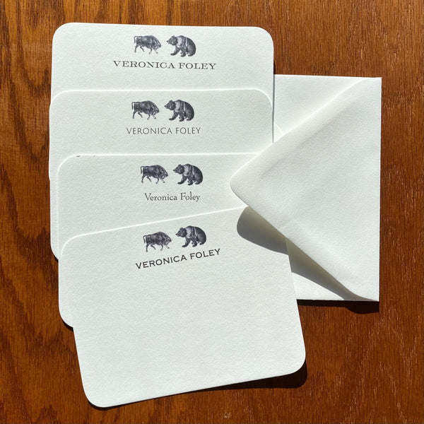 Quiet Luxury Personalized Bull and Bear Stationery