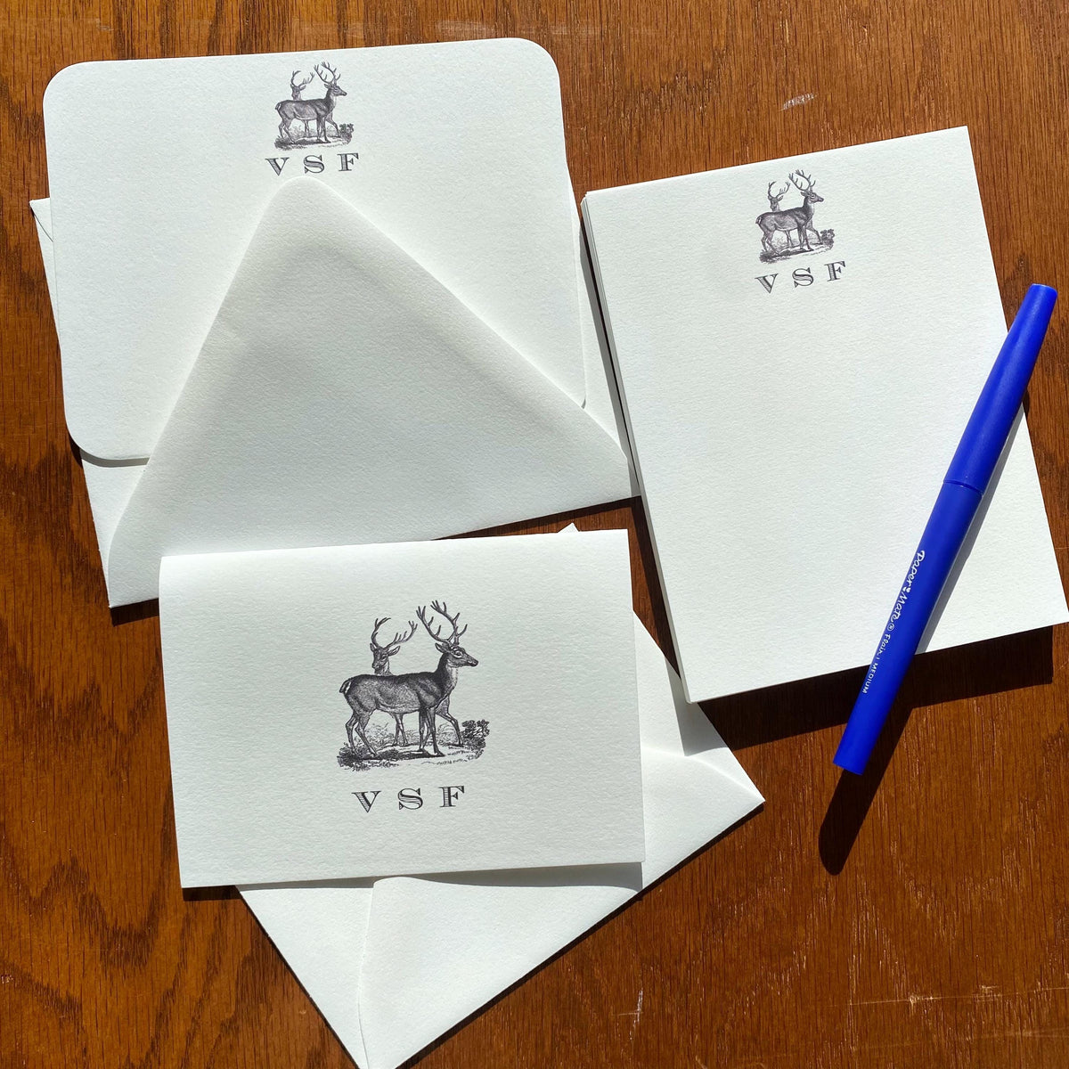 Personalized Deer Stationery Note Card Set