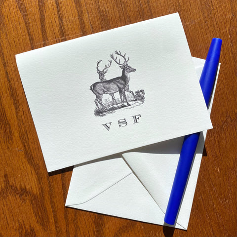 Personalized Deer Stationery Note Card Set