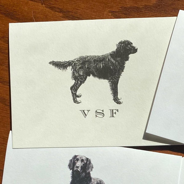 Personalized Flat Coated Retriever, Curly Coated Retriever, Chesapeake Bay Retriever, or Nova Scotia Duck Tolling Retriever Note Cards