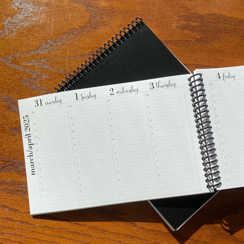 2025 wide format weekly planner for time blocking with hourly schedule