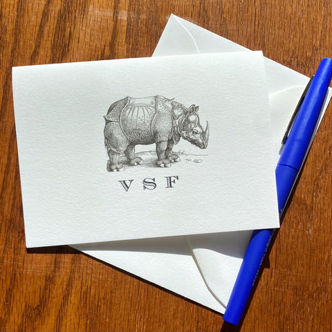 Personalized Durer Rhinoceros Stationery Note Cards