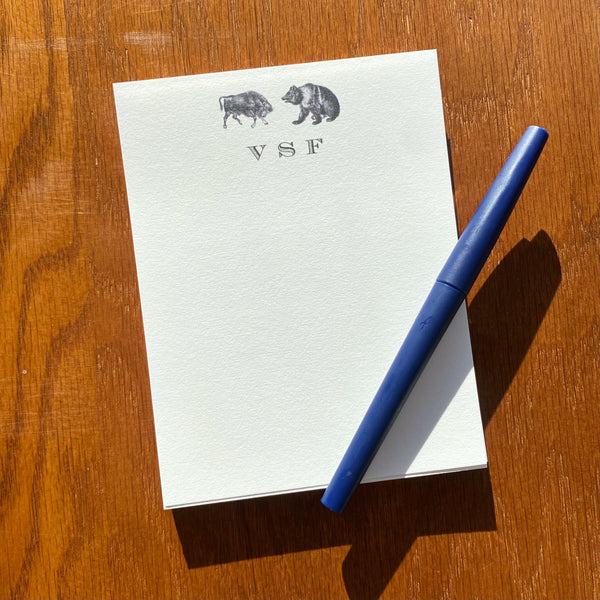 Quiet Luxury Personalized Bull and Bear Stationery