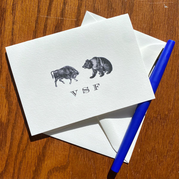 Quiet Luxury Personalized Bull and Bear Stationery