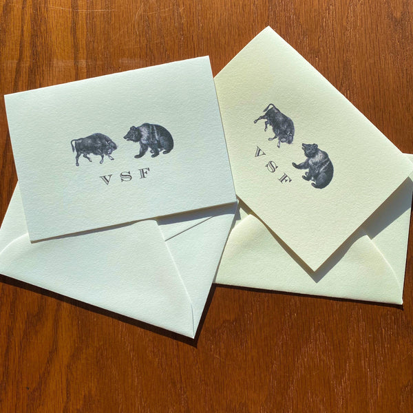 Quiet Luxury Personalized Bull and Bear Stationery