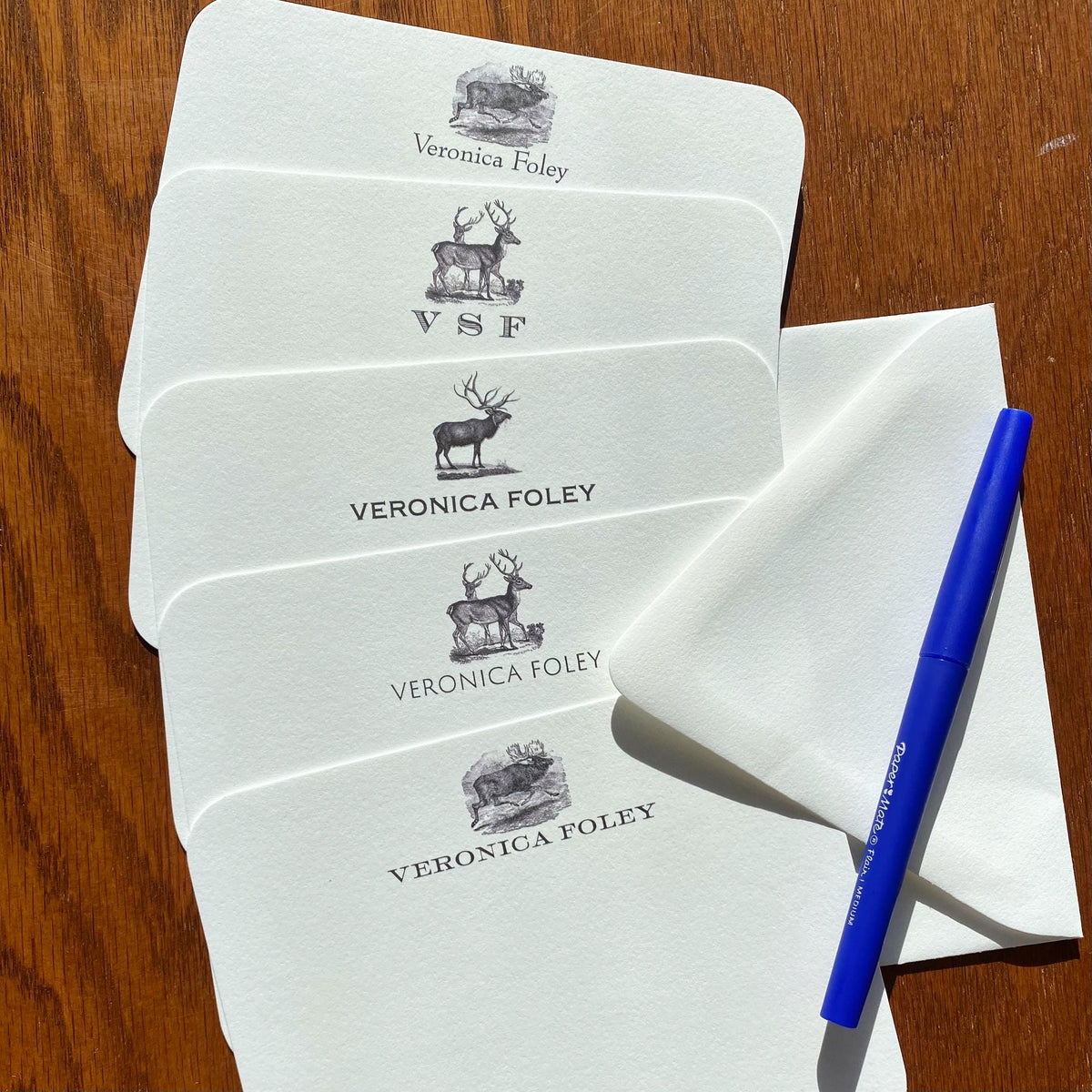 Personalized Deer Stationery Note Card Set