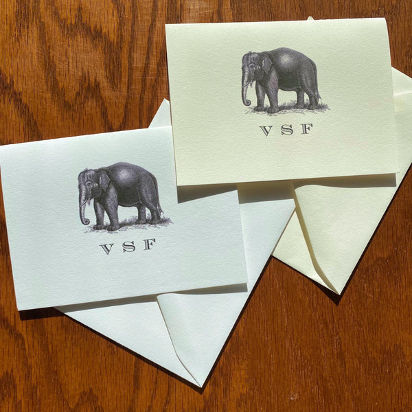 Personalized Elephant Stationery Note Card Set