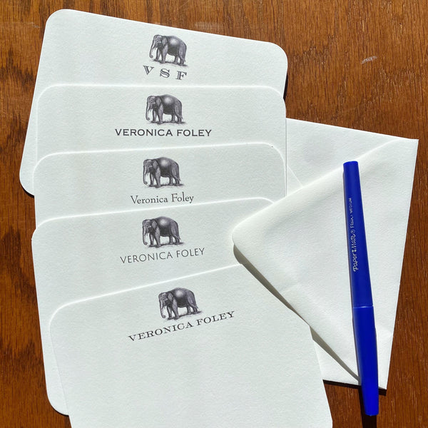 Personalized Elephant Stationery Note Card Set