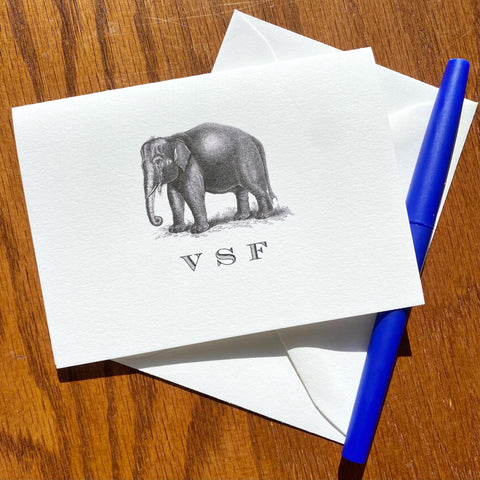 Personalized Elephant Stationery Note Card Set