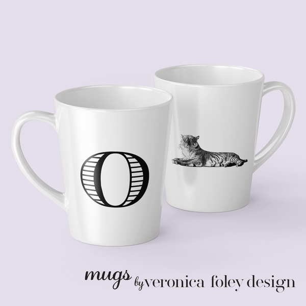 Letter O Tiger Mug with Initial