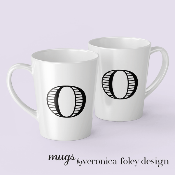 Letter O Shaded Roman Latte Mug with Initial