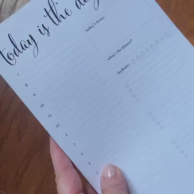 Daily time blocking planner pad with half hourly breakdown