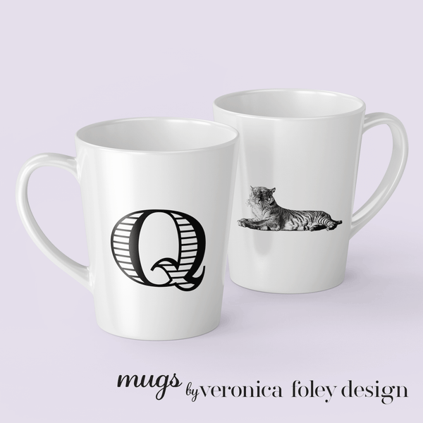 Letter Q Tiger Mug with Initial