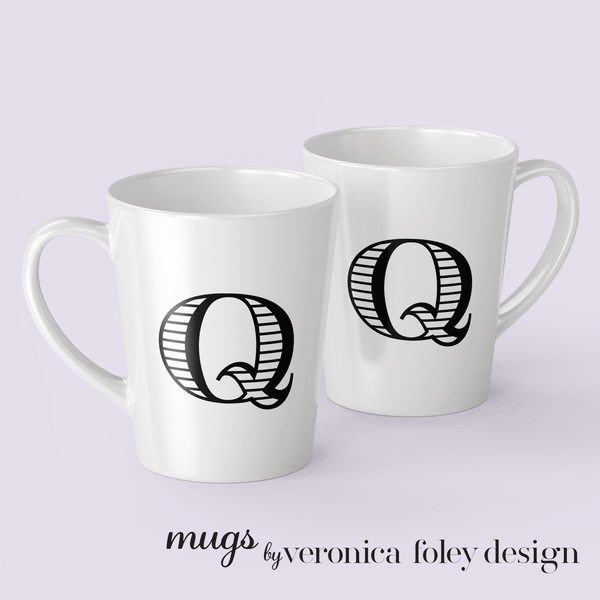 Letter Q Shaded Roman Latte Mug with Initial